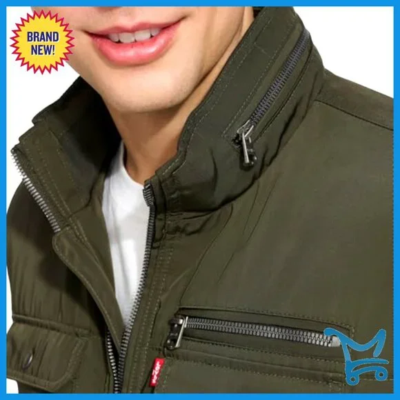Men's Stand Collar Utility Bomber Jacket with Functional Pockets